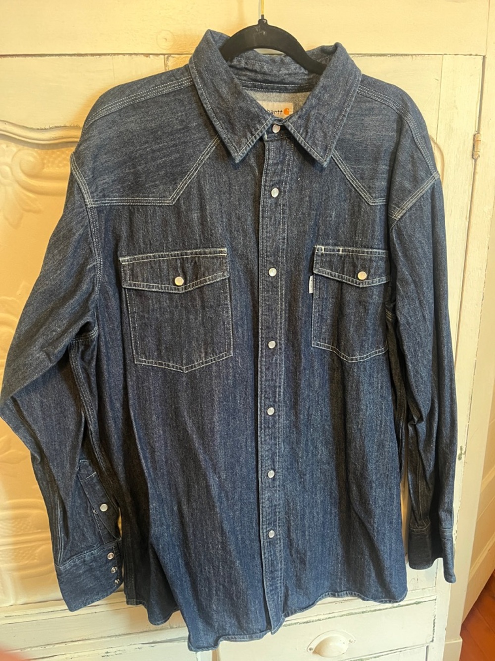 Carhartt Dark Blue Denim Button-Down Western Shirt